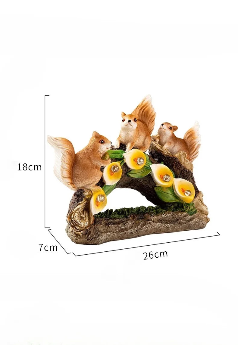 Solar Squirrel Family Garden Light