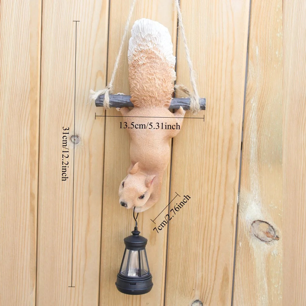 Solar Hanging Squirrel Garden Lantern