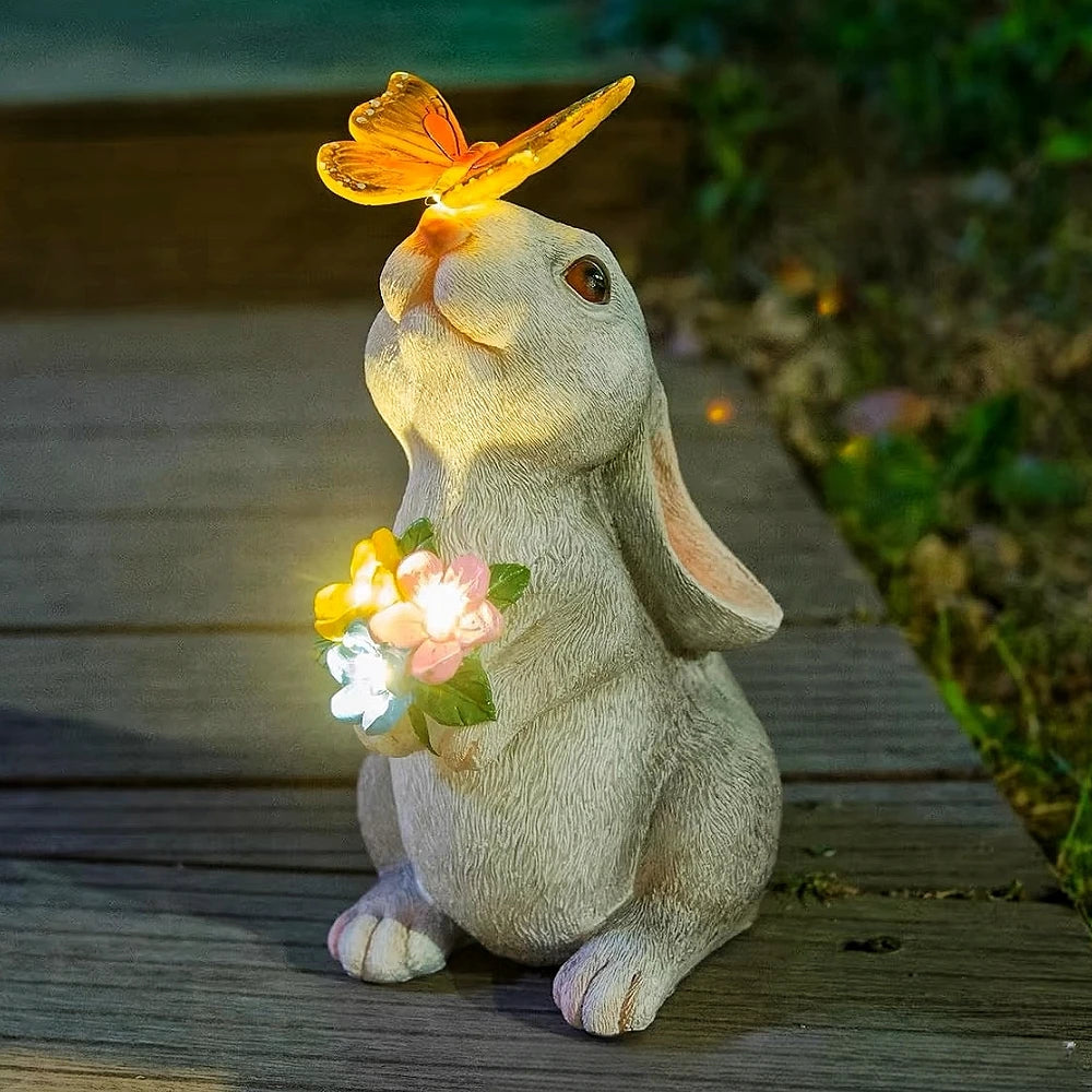 Solar Bunny Butterfly Garden Light