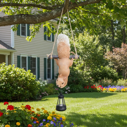 Solar Hanging Squirrel Garden Lantern