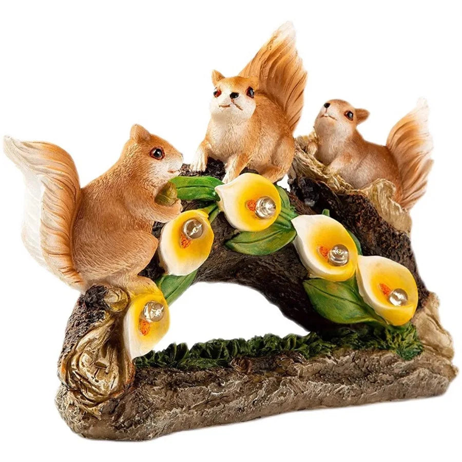 Solar Squirrel Family Garden Light