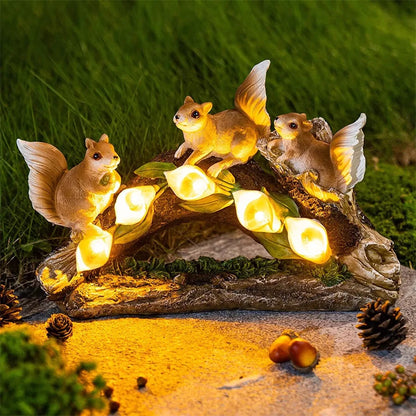 Solar Squirrel Family Garden Light