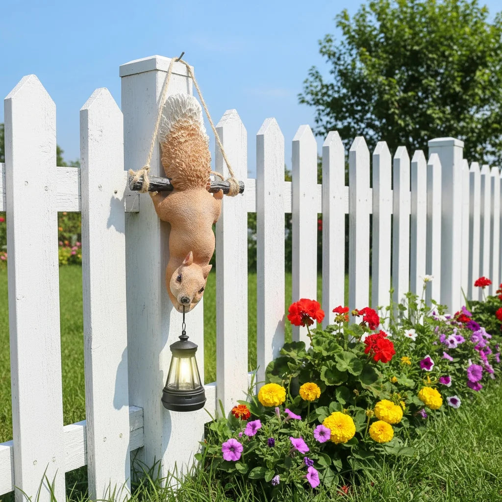 Solar Hanging Squirrel Garden Lantern