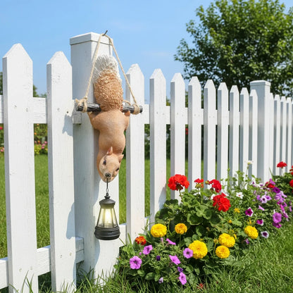 Solar Hanging Squirrel Garden Lantern