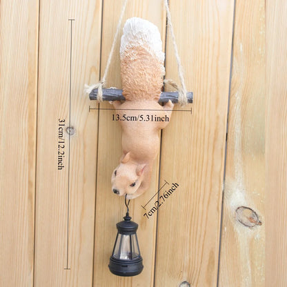 Solar Hanging Squirrel Garden Lantern
