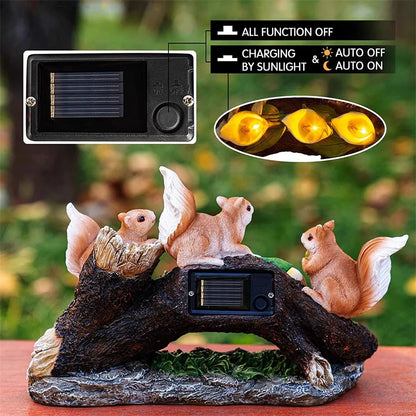 Solar Squirrel Family Garden Light